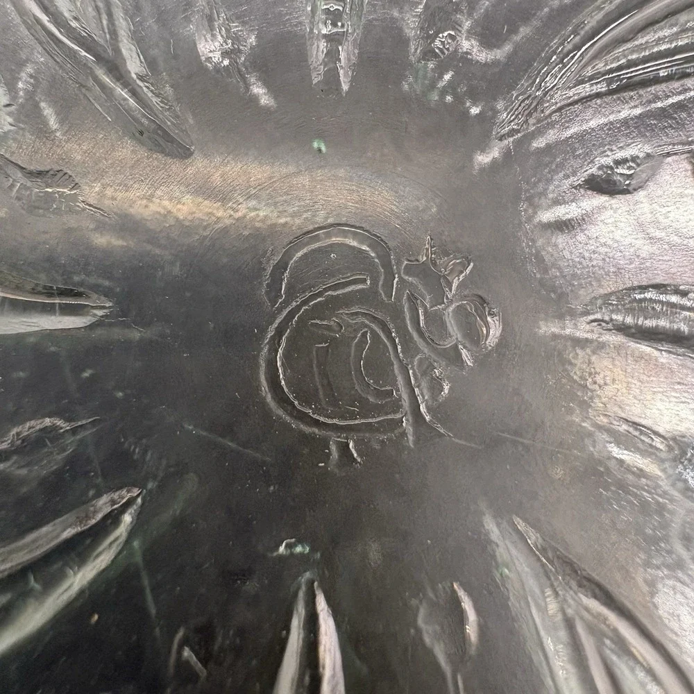 Vintage Uranium Vaseline Glass Octagonal Plate Floral Etched 7.5